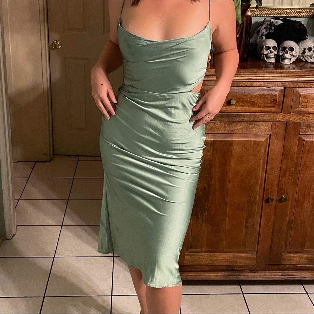 Flattering satin dress